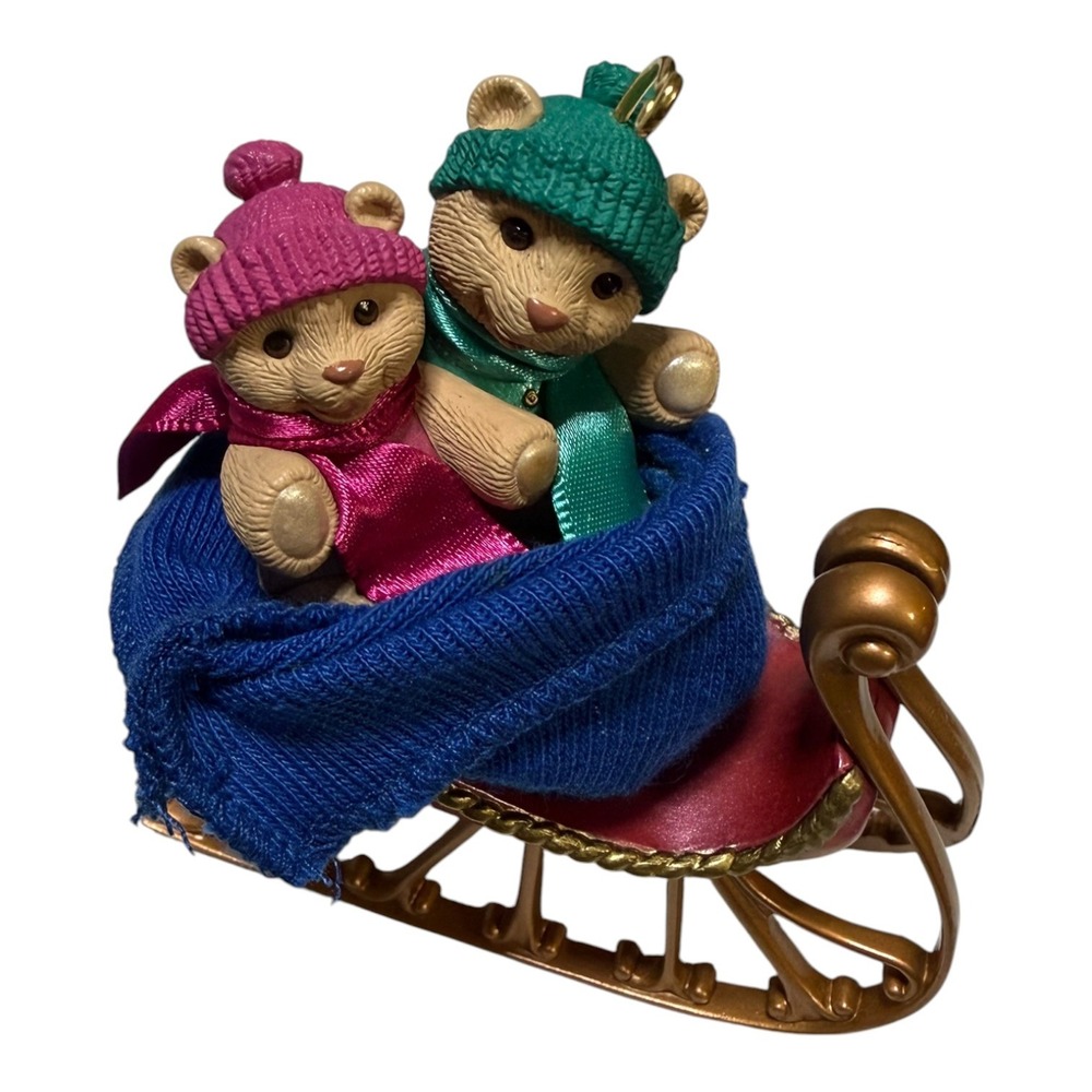 Vintage 1994 Hallmark Keepsake Our First Christmas Together Bears Sled Ornament